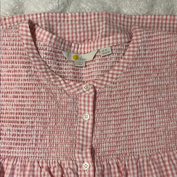 Pink and White Boden Blouse with Puff Sleeves - Picture 3 of 5